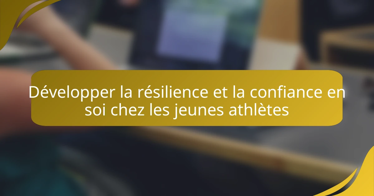 Développer la résilience et la confiance en soi chez les jeunes athlètes